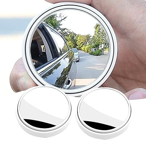 Car Reversing Auxiliary Blind Spot Mirror, 360° Rotating Push-type 2 PCS White
