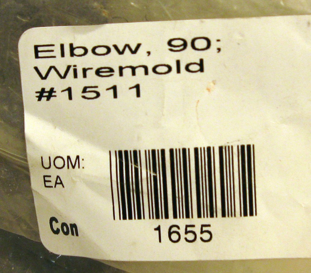 Wiremold 1511 Raceway Elbow Flat 90 Degree Galvanized Paintable