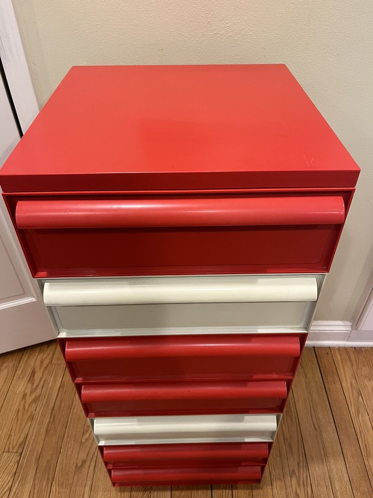 MID CENTURY KARTELL SPACE AGE PLASTIC 7 Stacking DRAWER Program SIMON FUSSEL