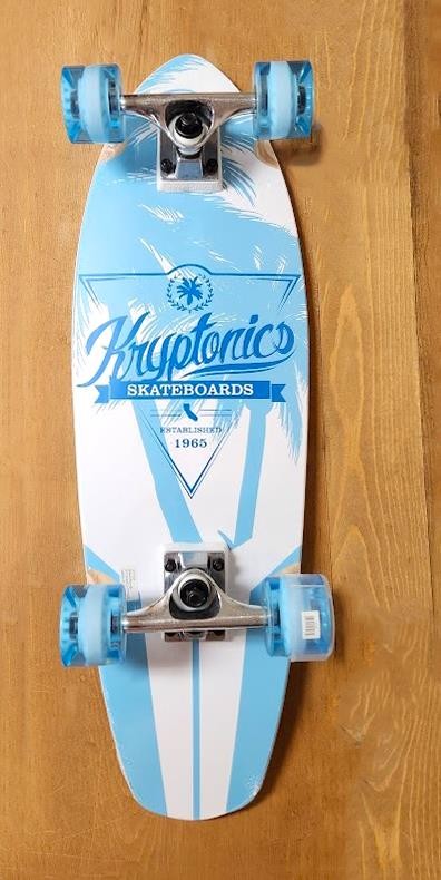 New Kryptonics 27" Cruiser Complete Skateboard (Blue Flow)