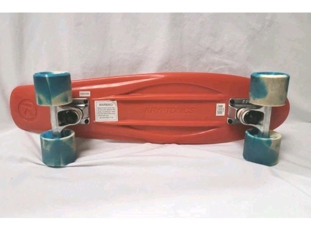 Kryptonics Classic Skateboard 22.5" Red Deck Light Cream & Aqua Wheels