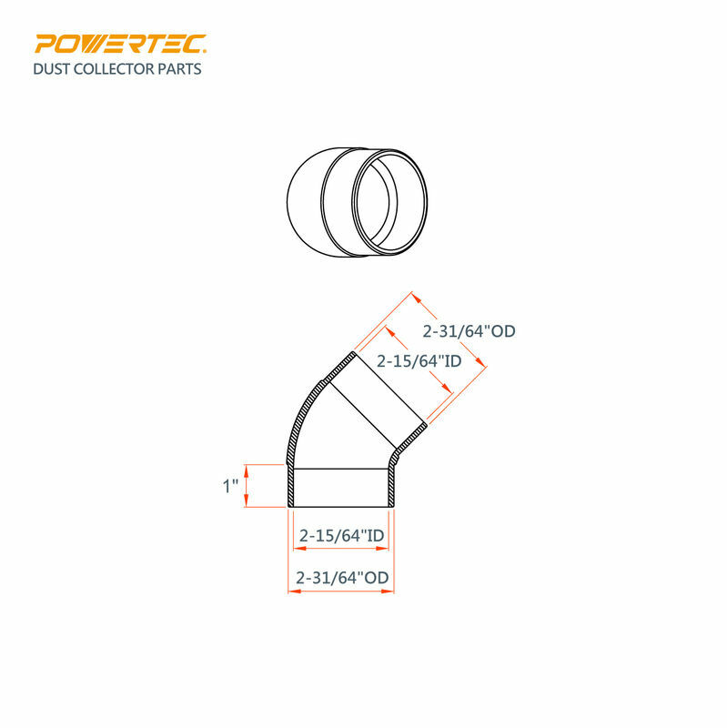 POWERTEC 2-1/2" 45 Degree Elbow Hose Coupler Pipe ABS Conncector (70182)