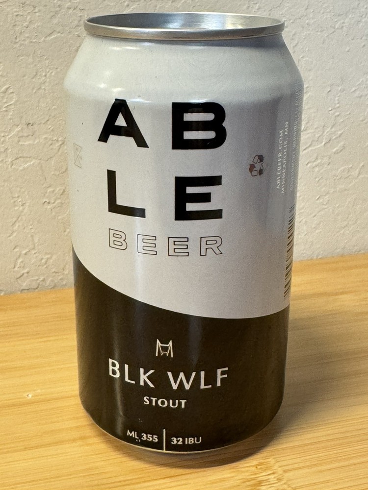 ABLE Beer BLK WLF Stout - Empty Beer Can - Bottom Opened