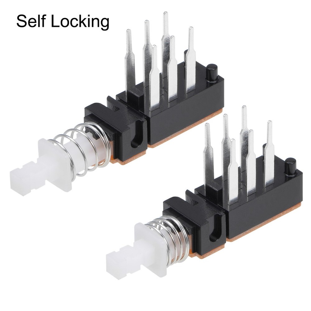 Push Button Switch DPDT 6 Pin 1 Position Self-Locking Black 5pcs