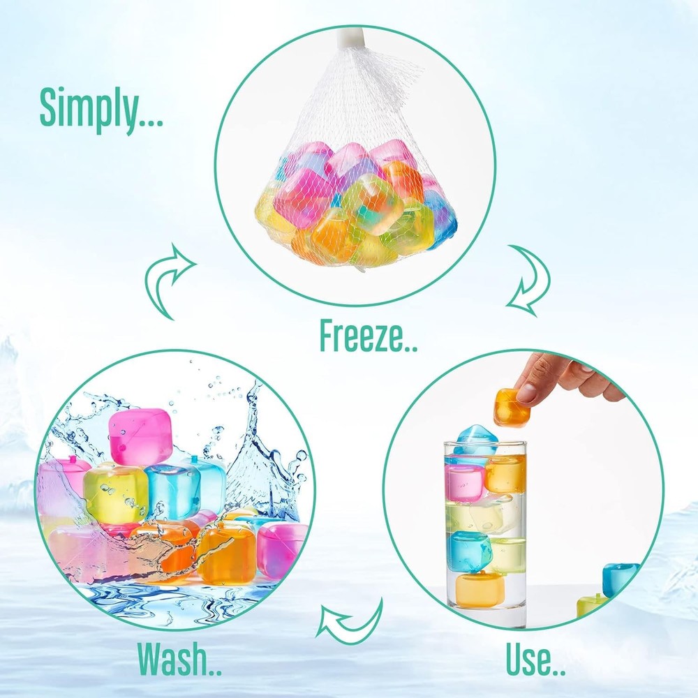 60Pcs Reusable Ice Cubes,Colorful Plastic Ice Cubes,Refreezable Ice Cubes,Non...