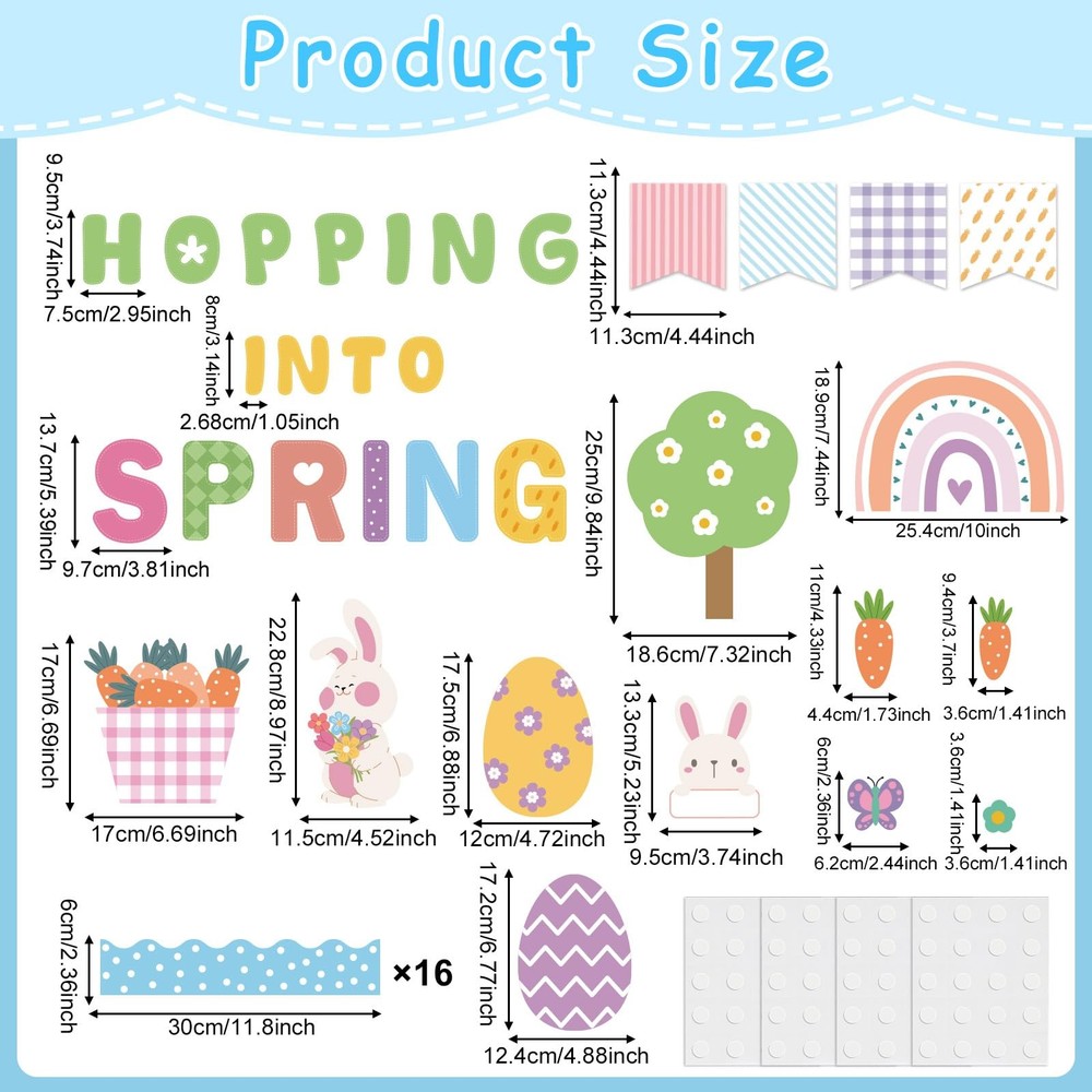 78 PCS Spring Easter Classroom Bulletin Board Decorations Bunny Eggs Cutout