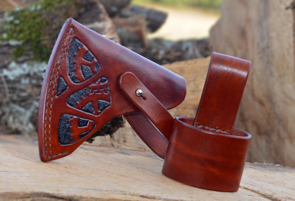 Handmade Tooled Leather Gransfors Bruk Small Forest Axe Sheath, Personalized