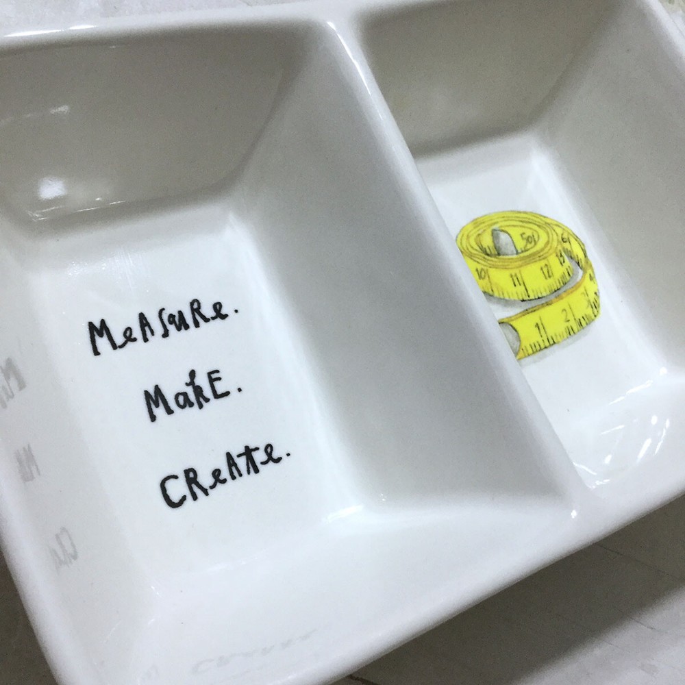 Rae Dunn Divided Dish Measure Make Create Craft Organizer Sewing Storage