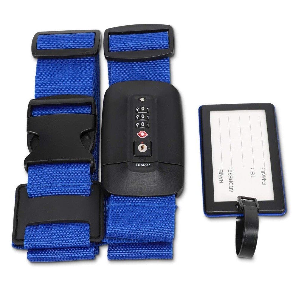 Navaris TSA Luggage Strap - Secure Adjustable Strap for Suitcases with Combin...