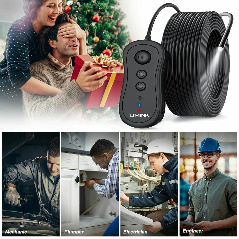 5M WiFi Snake Borescope Endoscope 8.5mm Inspection Camera for iPhone Android iOS