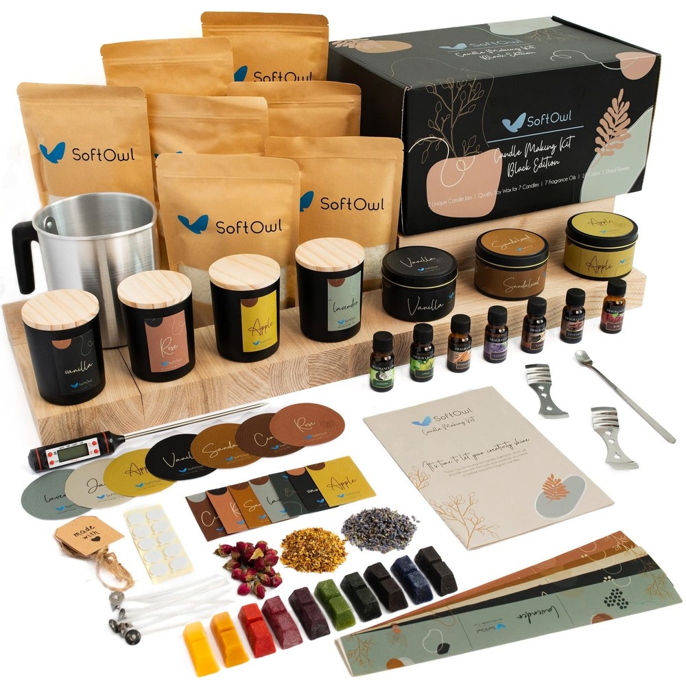 SoftOwl Premium Soy Candle Extra Large, Black Edition Making Kit