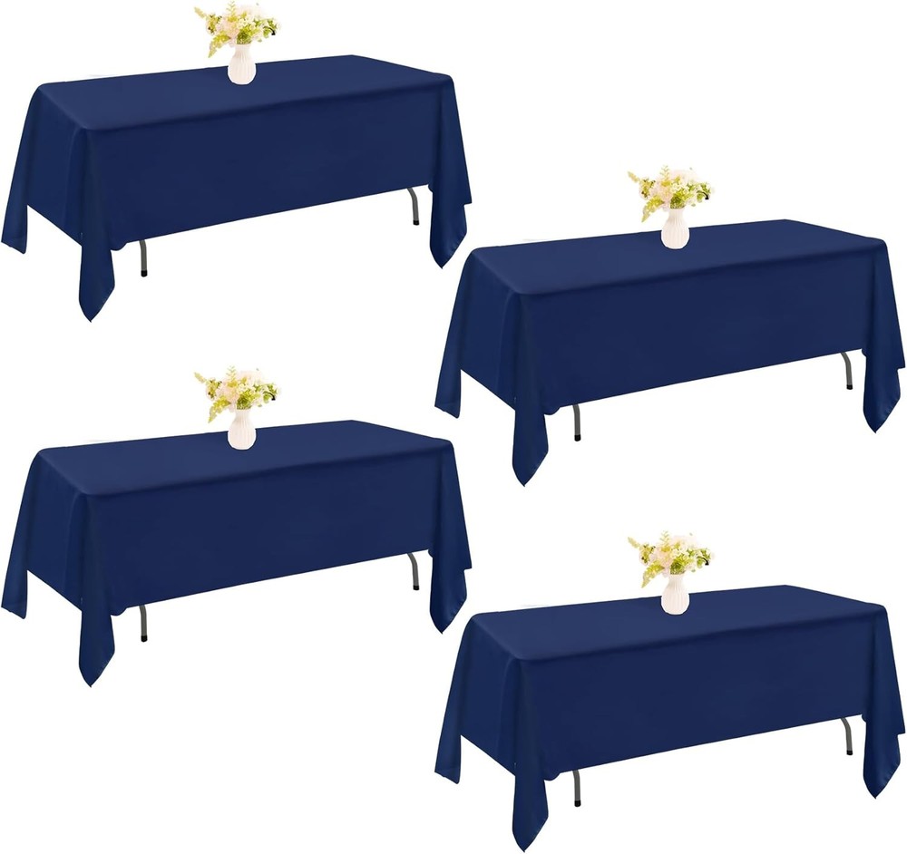 Navy Blue Rec Polyester Tablecloth Washable Polyester Table Cover