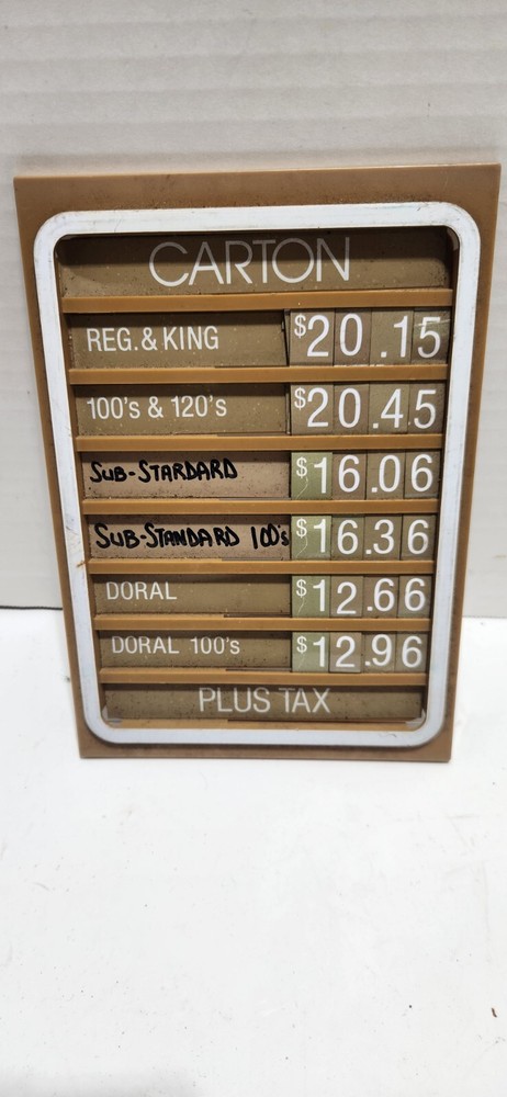 Vintage Cigarette Advertising Doral Pricing Sign