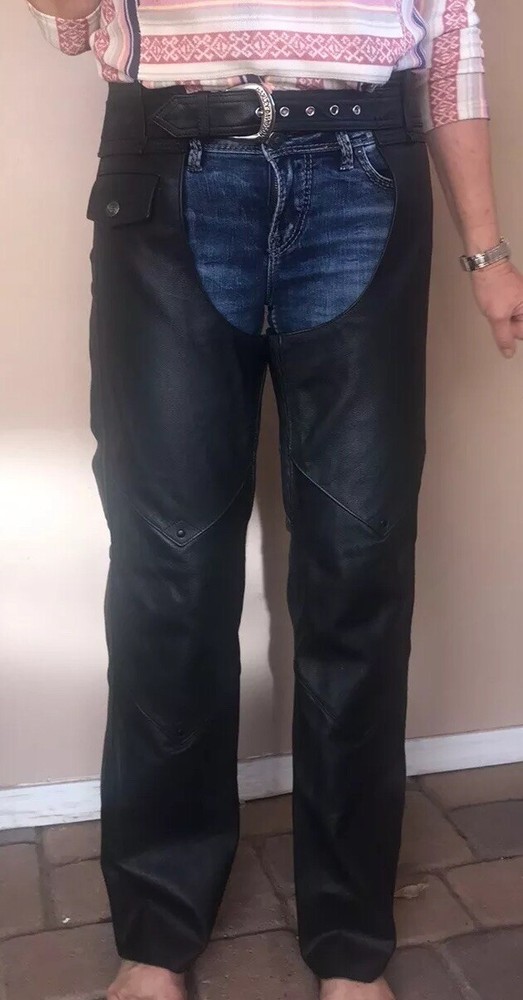 Harley Davidson Womens Black Leather Chaps. Size S, New Never Worn
