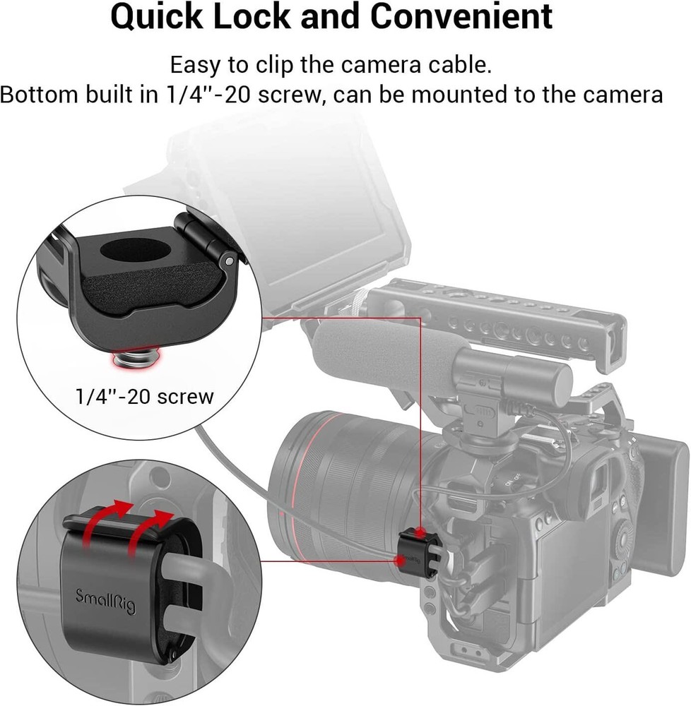 SmallRig Camera Cable Clamp (4 pcs) for HDMI / SDI / Microphone Cable, 2-6mm