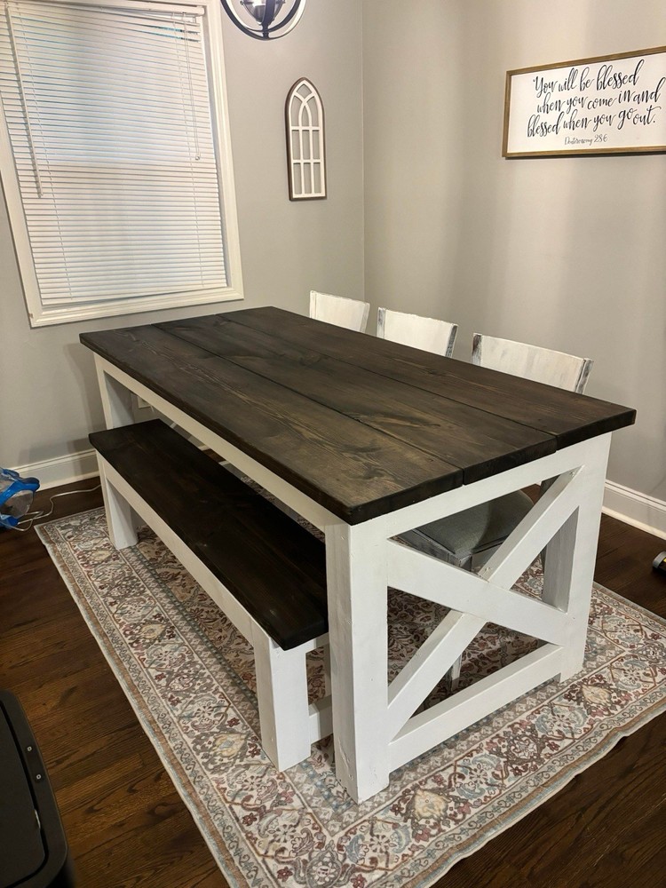 Custom Built Dining Table And Bench