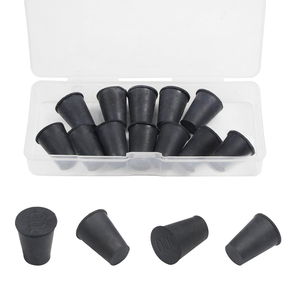 12Pcs Lab Rubber Stoppers 8X13X17Mm Black Tapered Shaped Solid Small Rubber Stop