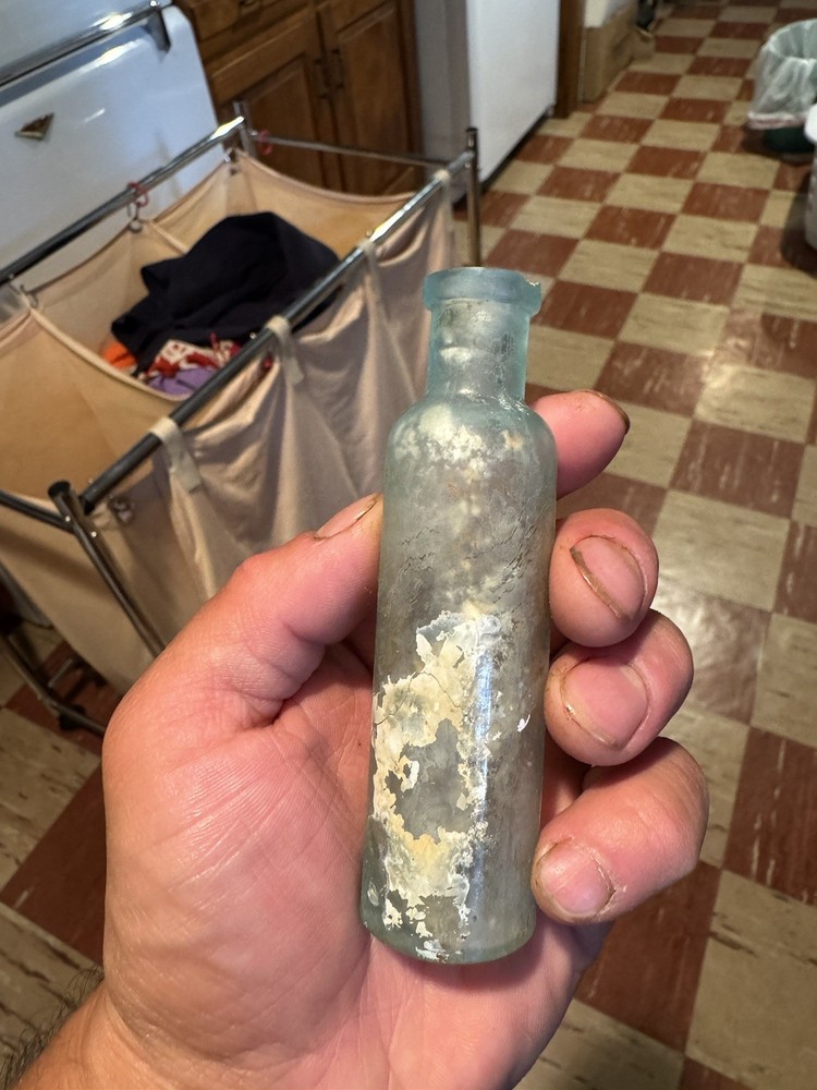 5 Diff Antique Bottles Lysol Bromo Seltzer McCormick Baltimore Opium Tubes Etc