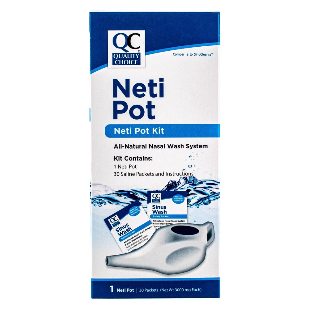 3 Pack Quality Choice Neti Pot Nasal Rinse Kit, 30 Ct