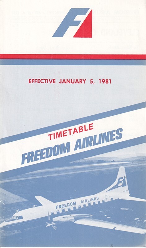 Freedom Airlines timetable 1981/01/05