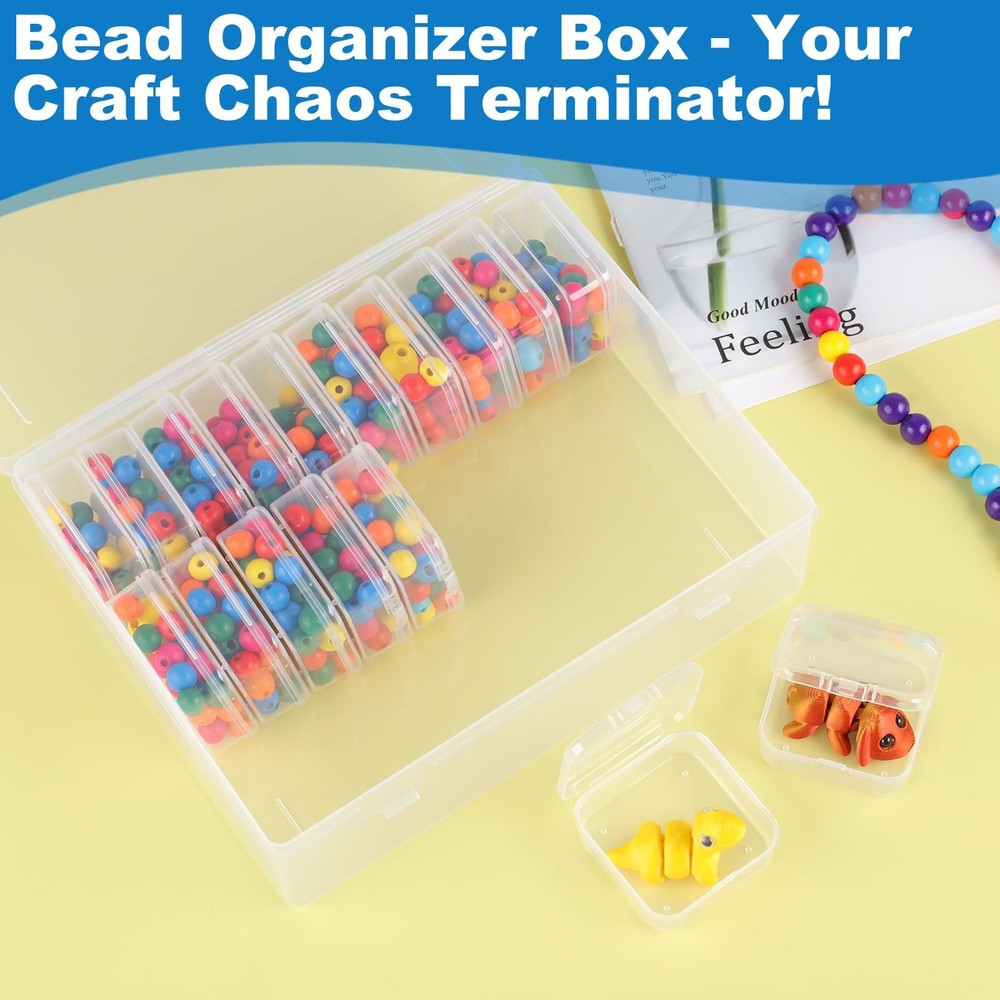 Bead Organizer Box, 60 Pcs Small Clear Plastic Storage Containers with Hinged...