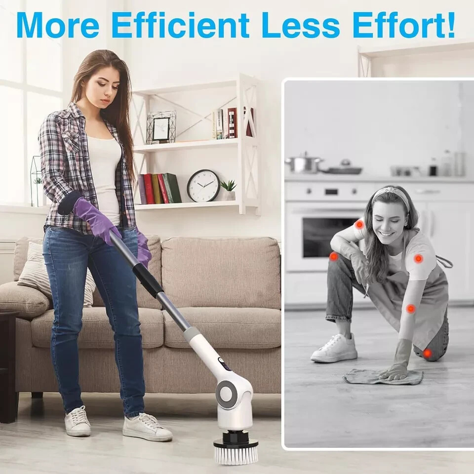 Angle Adjustable Electric Spin Scrubber Cordless Cleaning Brush With 3 Speeds Co