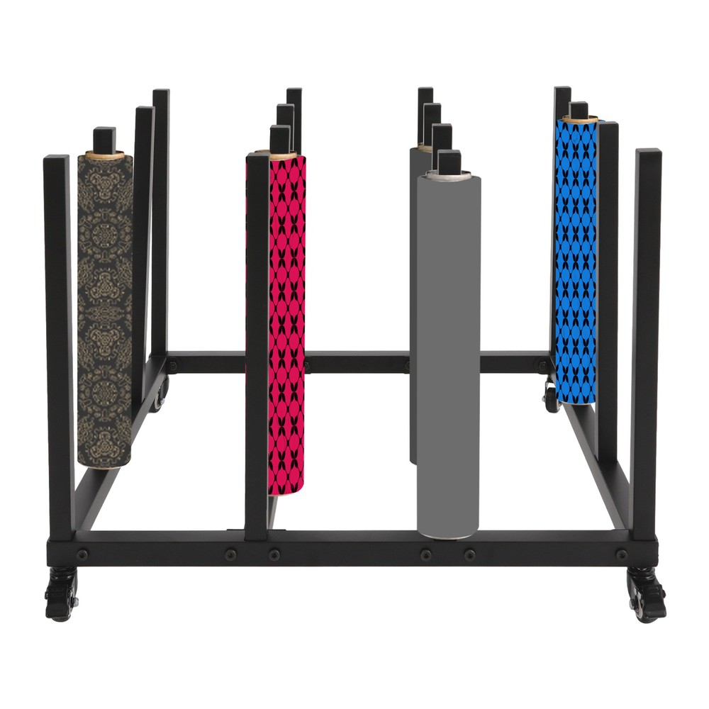 Mobile File Roll Organizer Blueprint Storage Stand with 16 Rolls Capacity Black