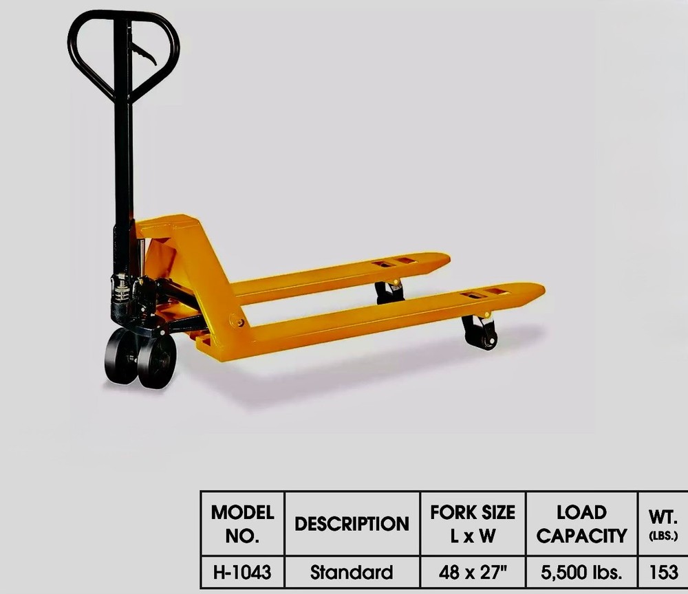 2 Warehouse Pallet Jack Standard Fork 48 X 27”