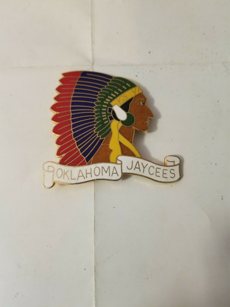 Oklahoma Jaycees Large Vintage Indian Head Feather