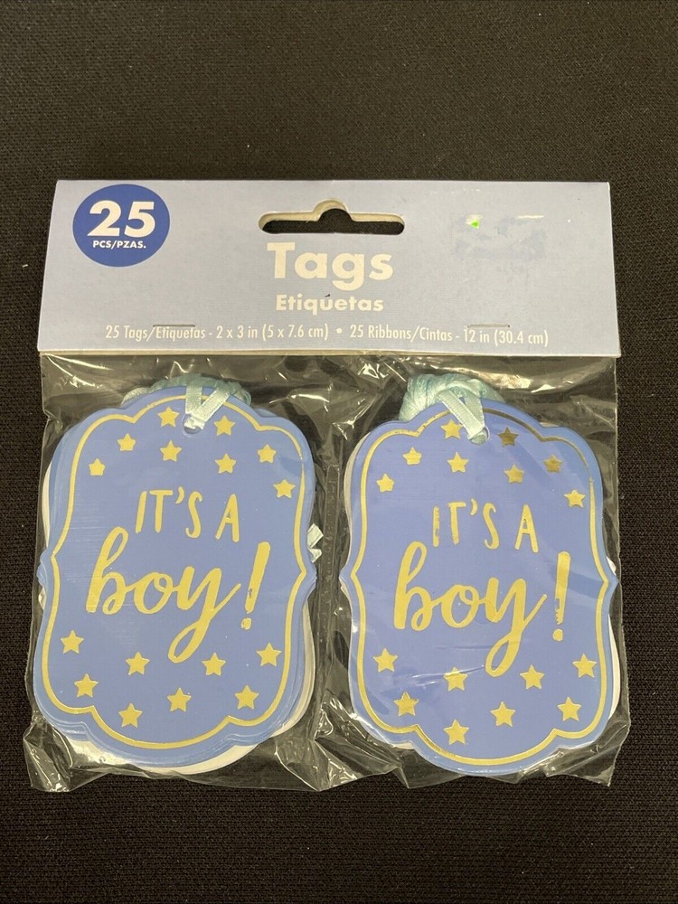 25 Pcs It's a Boy Announcement Tags
