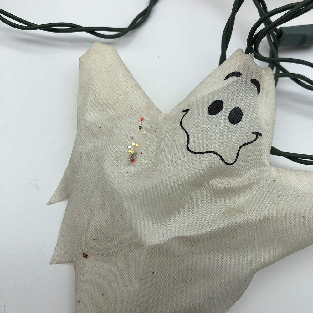 Vintage Halloween string light Ghosts & Pumpkin blow mold Stained ghosts