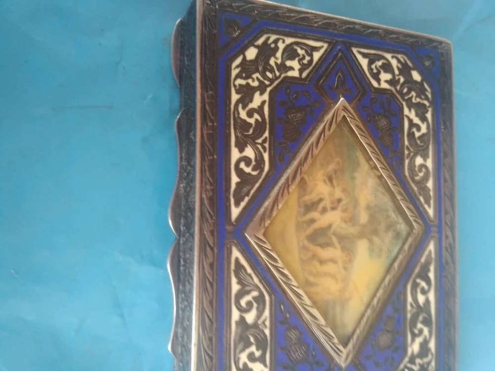 Antique Enameled Silver Box