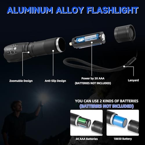 8 Pack Small Flashlight Powerful, 5 Modes Bright LED Flashlights High 8Pack