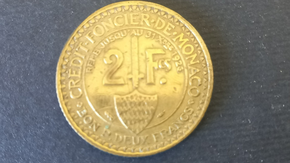 MONACO 2 FRANCS 1924 LOUIS II