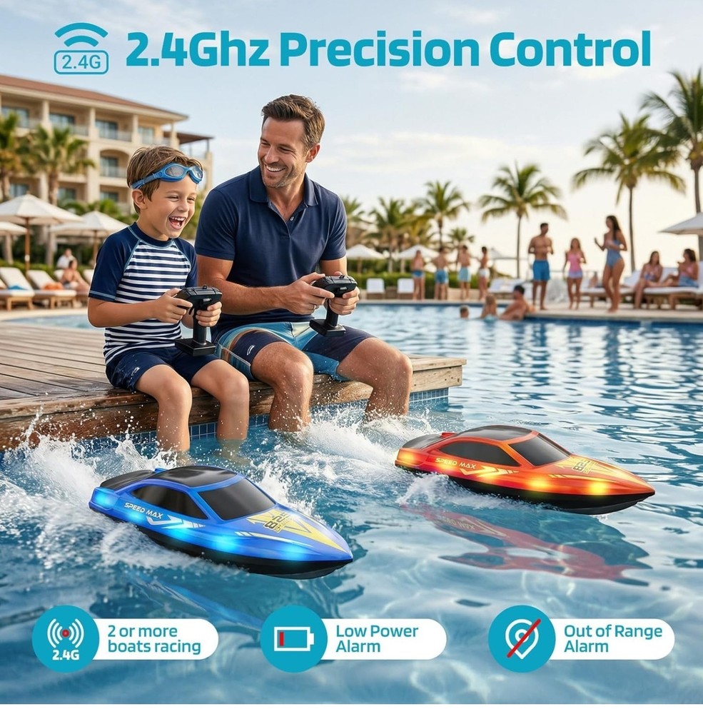 Remote Control Boat for Kids (Red & Blue)