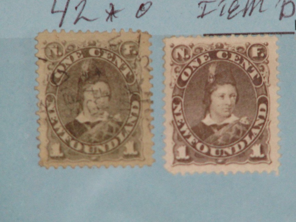 CANADA, NEWFOUNDLAND, SCOTT# 42 1 MINT HINGED, 1 USED, ITEMS B