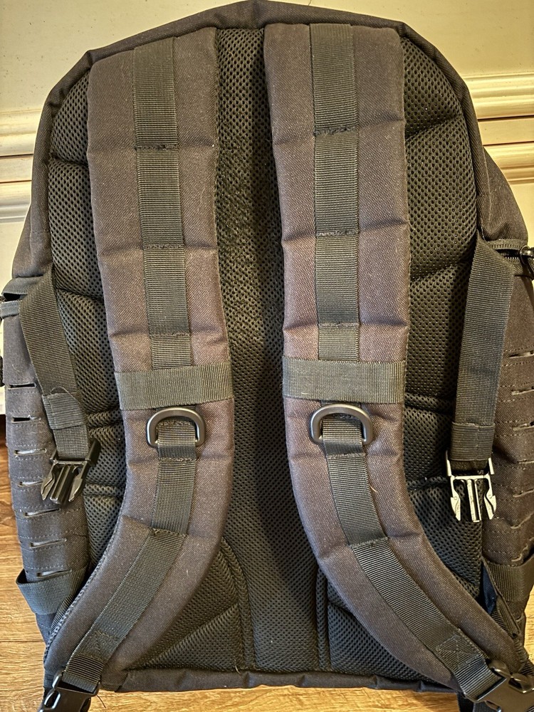 HIGHLAND TACTICAL Roger Ballistic Backpack, Molle Webbing, Black, EUC