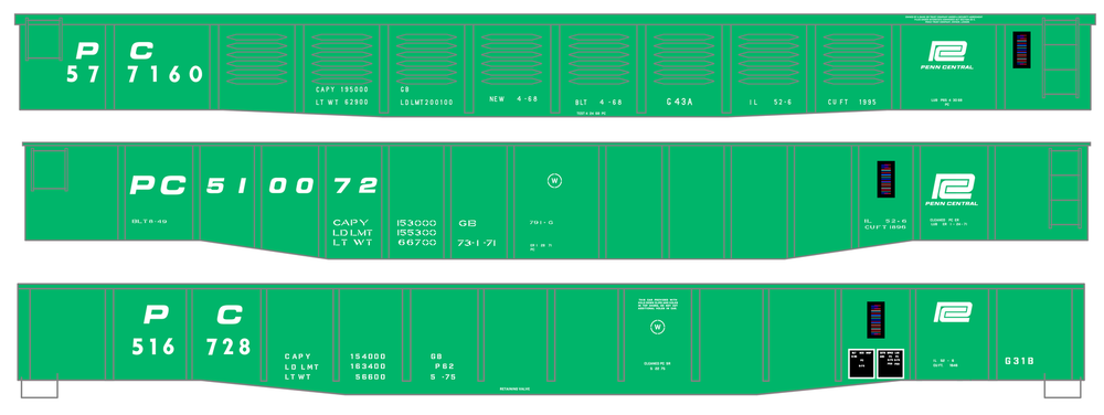 K4 O Scale Decals Penn Central Gondola White