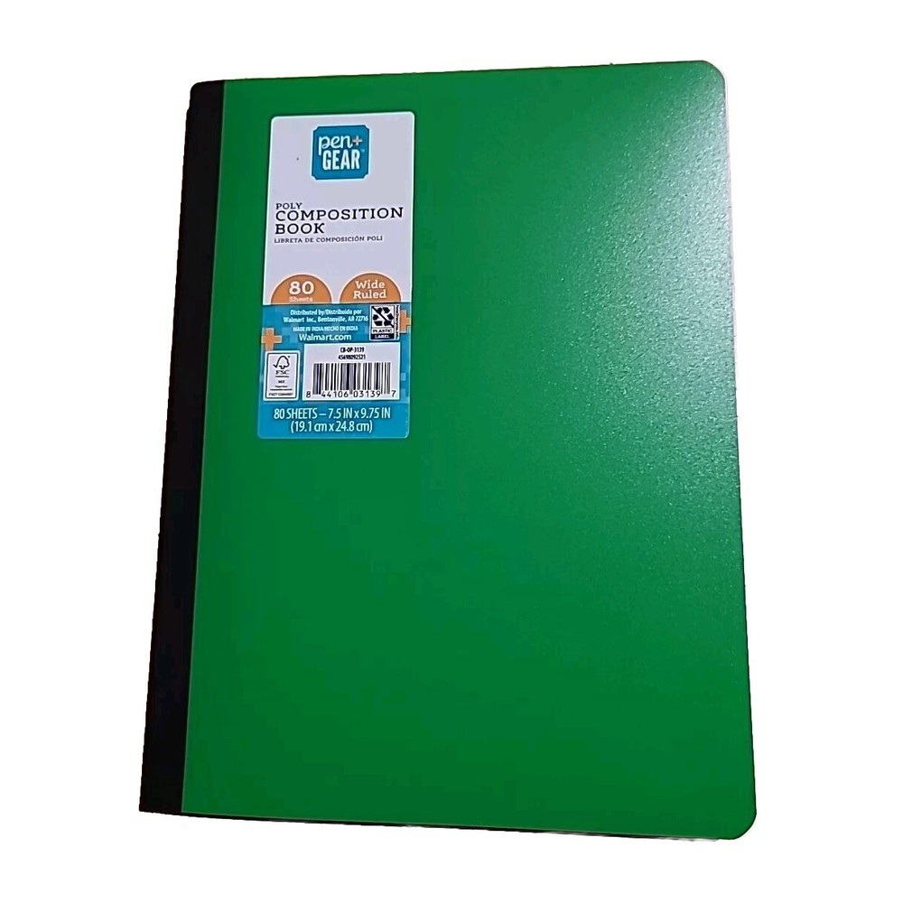 Poly Compisition Book 80 Sheets Wide RULED, 7.5" X 9.75"