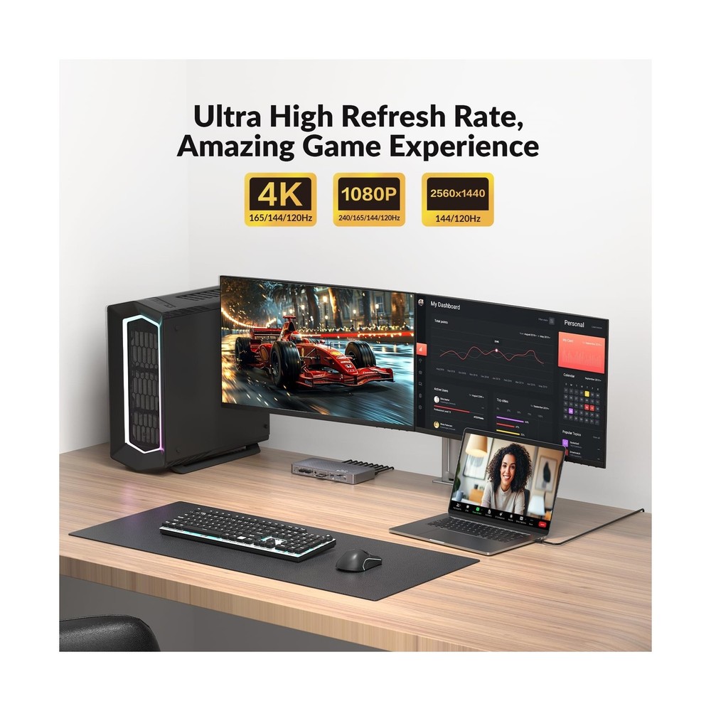 AV Access 8K KVM Switch 2 Monitors 2 Computers for Laptop & Desktop, 100W USB...