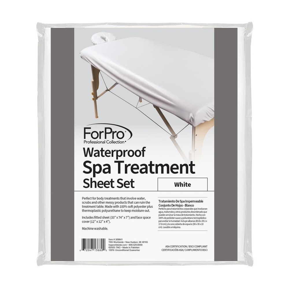 Durable White Massage Table Fitted Cover Waterproof Easy Clean