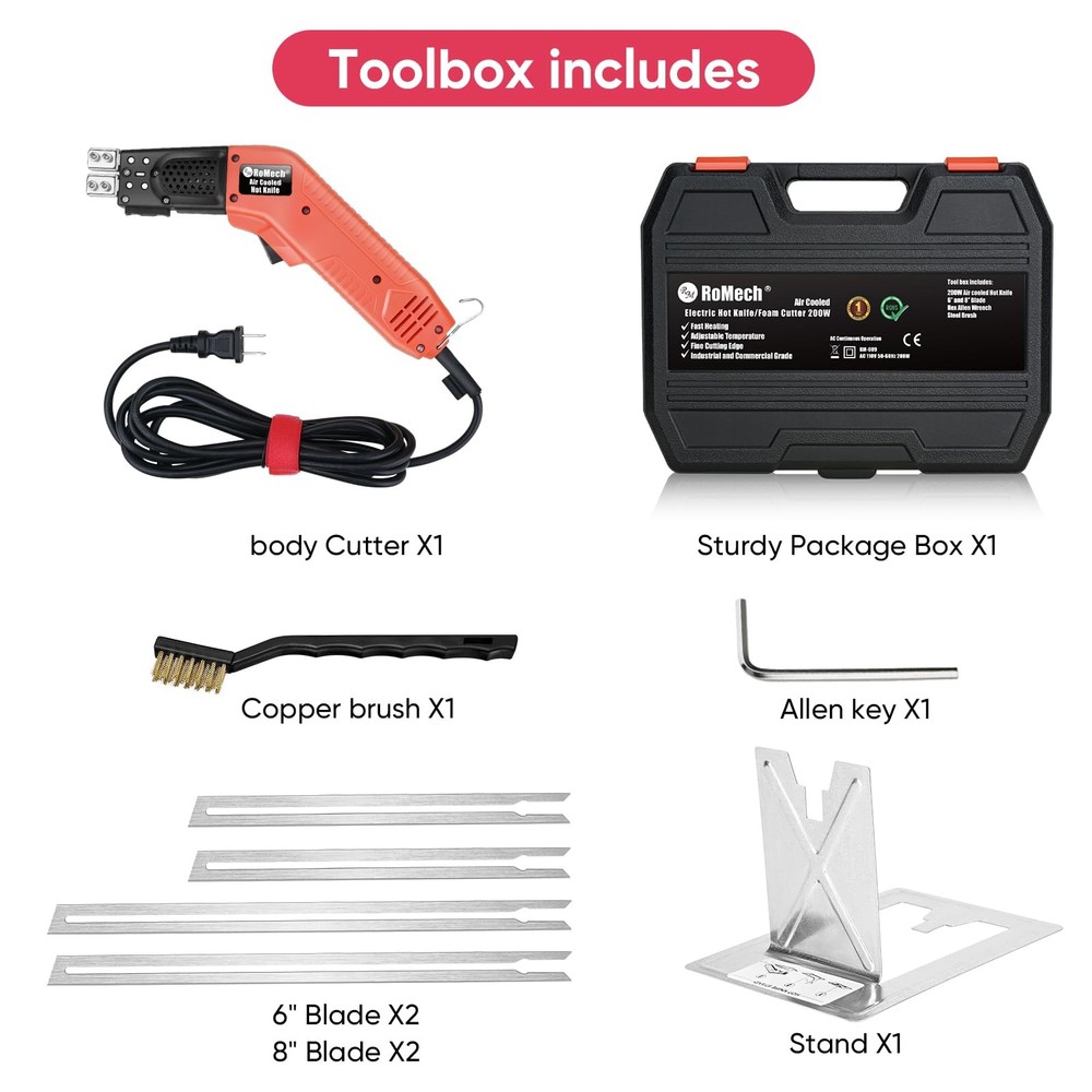 ROMECH Foam Cutter Pro Electric Air Coolded, Continuous-Use, 200w Cooled