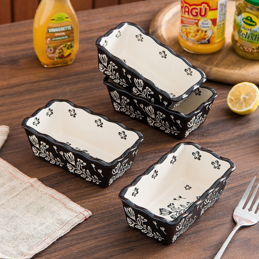 Mini Loaf Pans for Baking - 4-Piece Ceramic Bread Pans