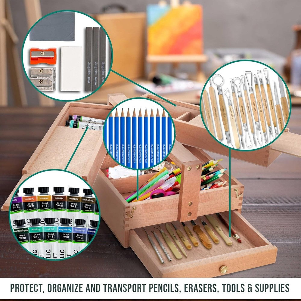 Multi-Function Artist Tool Supply Box W/ Locking Clasps & Tool Storage Box