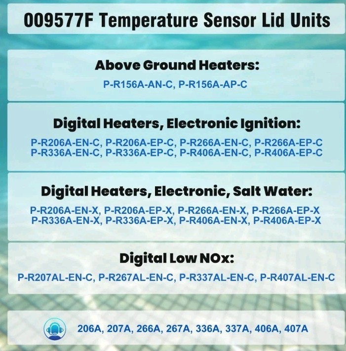 009577F Pool Temperature Sensor Lid Units Replacement for Heater Spa, Compati...