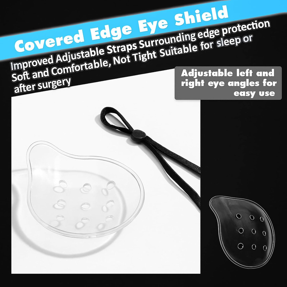 2 Pack Ventilated Eye Shields, 9-Hole, Adjustable Strap, Post-Surgery Protection
