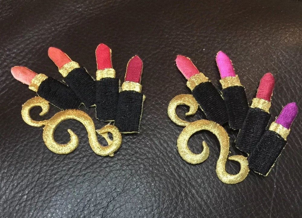 Lipstick Embroidered Appliqués (2). New
