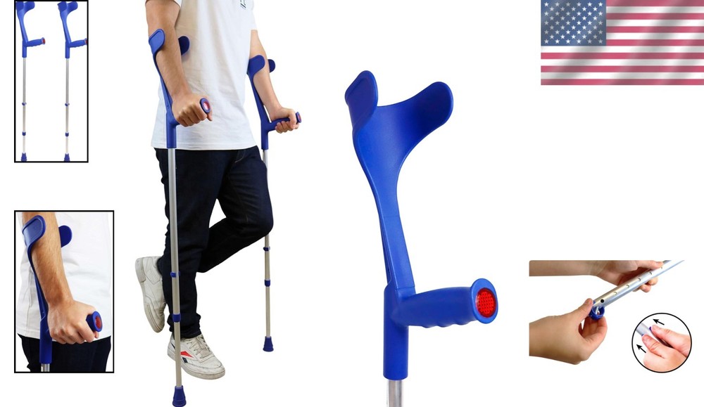 Adjustable Height Elbow Crutches x2 Set - Lightweight