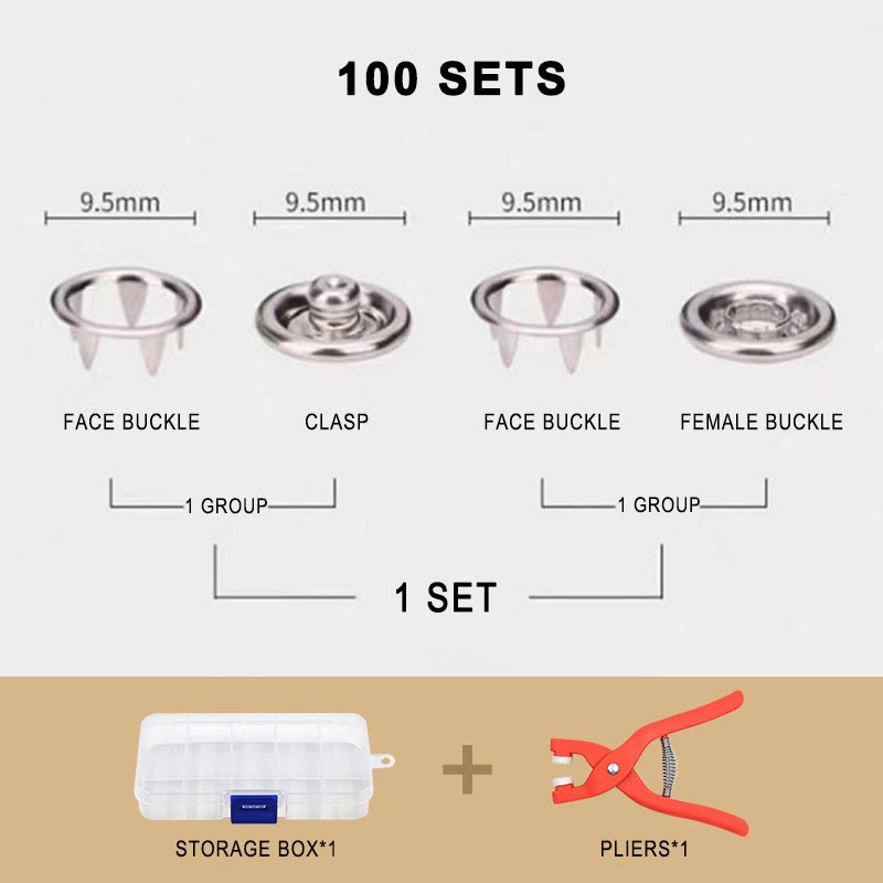 Five Claw Locking Button With Pliers Clothing Fabric Sewing Tools