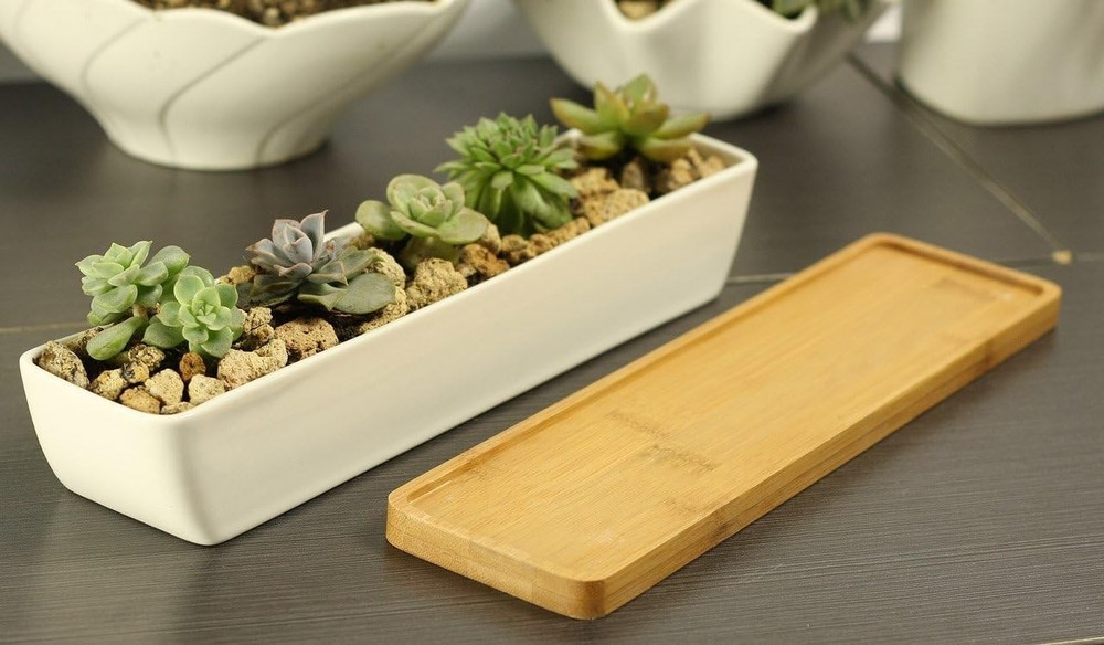 WISH HALLY WOOD 11inch Long Rectangle White Ceramic long rectangle,